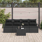 Sofa Set 5 pcs Schwarz Poly-Rattan