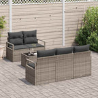 Sofa Set mit Kissen 6 pcs Grau Poly Rattan
