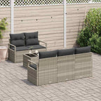 Sofa Set mit Kissen 6 pcs Hellgrau Poly Rattan