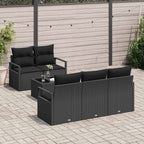 Sofa Set mit Kissen 6 pcs Schwarz Poly Rattan