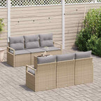 Sofa Set mit Kissen 7 pcs Beige und Grau Poly Rattan