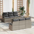 Sofa Set mit Kissen 7 pcs Hellgrau Poly Rattan