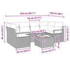 Sofa Set mit Kissen 7 pcs Braun und Creme Poly Rattan