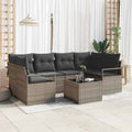 Sofa Set mit Kissen 7 pcs Grau Poly Rattan