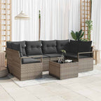 Sofa Set mit Kissen 7 pcs Grau Poly Rattan