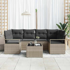 Sofa Set 7 pcs Hellgrau und Dunkelgrau Poly-Rattan
