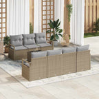 Sofa Set mit Kissen 8 pcs Beige und Grau Poly Rattan