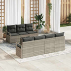 Sofa Set mit Kissen 8 pcs Hellgrau Poly Rattan