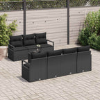 Sofa Set mit Kissen 8 pcs Schwarz Poly Rattan