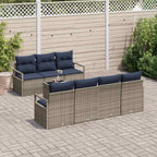 Sofa Set mit Kissen 8 pcs Grau Poly Rattan