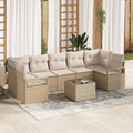 Sofa Set 8 pcs Beige und Creme Poly-Rattan