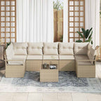 Sofa Set 8 pcs Beige und Creme Poly-Rattan