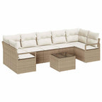 Sofa Set 8 pcs Beige und Creme Poly-Rattan