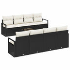 Sofa Set mit Kissen 7 pcs Schwarz und Creme Poly Rattan