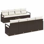 Sofa Set mit Kissen 7 pcs Braun und Creme Poly Rattan