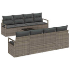 Sofa Set mit Kissen 7 pcs Grau Poly Rattan