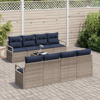 Sofa Set mit Kissen 7 pcs Grau und Blau Poly Rattan