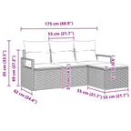 Sofa Set mit Kissen 4 pcs Schwarz Poly Rattan