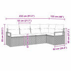 Sofa Set 5 pcs Schwarz Poly-Rattan