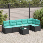 Sofa Set 7 pcs Schwarz Poly-Rattan