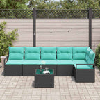 Sofa Set 7 pcs Schwarz Poly-Rattan
