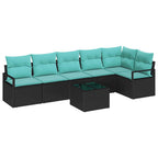 Sofa Set 7 pcs Schwarz Poly-Rattan