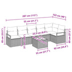 Sofa Set 7 pcs Schwarz Poly-Rattan