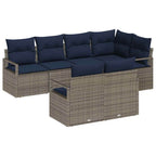 Sofa Set mit Kissen 7 pcs Grau Poly Rattan