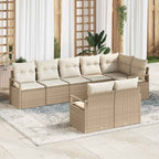 Sofa Set mit Kissen 8 pcs Beige Poly Rattan