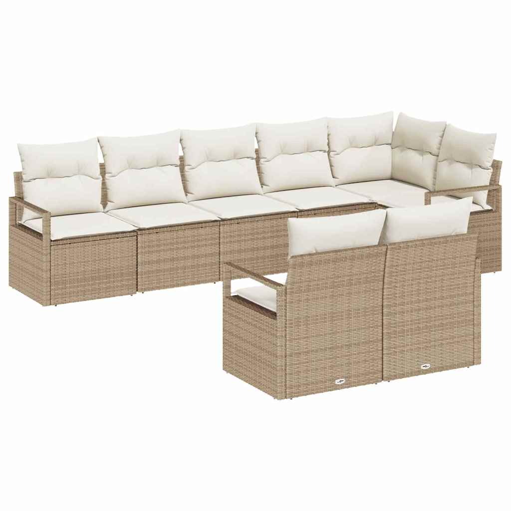Sofa Set mit Kissen 8 pcs Beige Poly Rattan