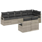 Sofa Set mit Kissen 8 pcs Hellgrau Poly Rattan
