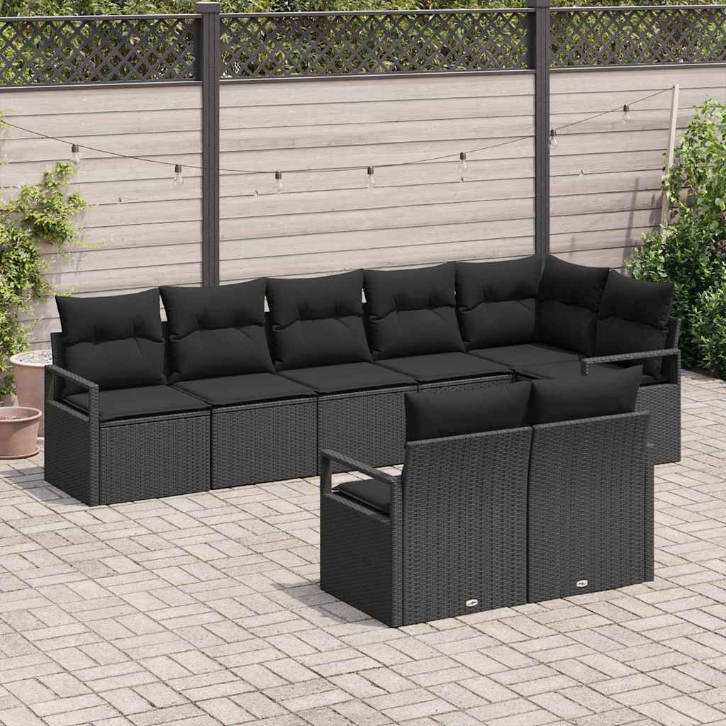 Sofa Set 8 pcs Schwarz Poly-Rattan