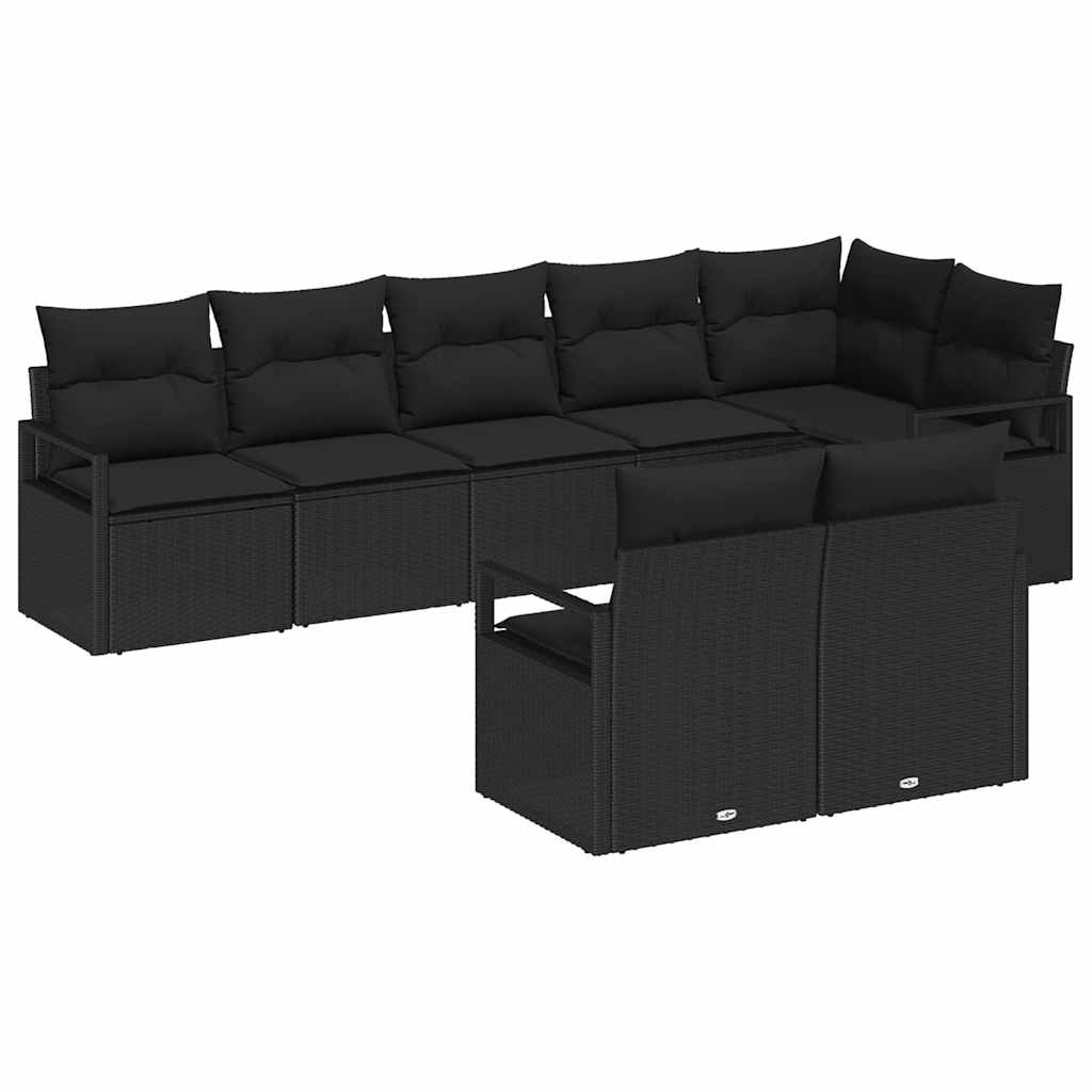Sofa Set 8 pcs Schwarz Poly-Rattan