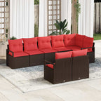 Sofa Set mit Kissen 8 pcs Braun Poly Rattan