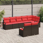 Sofa Set mit Kissen 8 pcs Braun Poly Rattan