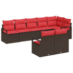Sofa Set mit Kissen 8 pcs Braun Poly Rattan
