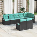 Sofa Set mit Kissen 8 pcs Schwarz Poly Rattan
