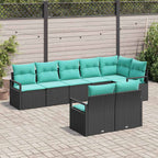 Sofa Set mit Kissen 8 pcs Schwarz Poly Rattan