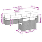Sofa Set mit Kissen 8 pcs Schwarz Poly Rattan