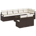 Sofa Set 9 pcs Braun Poly-Rattan