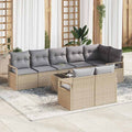 Sofa Set mit Kissen 9 pcs Beige Poly Rattan