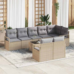 Sofa Set mit Kissen 9 pcs Beige Poly Rattan