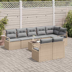 Sofa Set mit Kissen 9 pcs Beige Poly Rattan