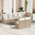 Sofa Set mit Kissen 9 pcs Beige Poly Rattan