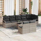 Sofa Set mit Kissen 9 pcs Hellgrau Poly Rattan
