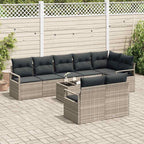 Sofa Set mit Kissen 9 pcs Hellgrau Poly Rattan