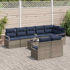 Sofa Set 9 pcs Grau Poly-Rattan