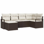 Sofa Set 6 pcs Braun Poly-Rattan