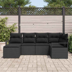 Sofa Set mit Kissen 6 pcs Schwarz Poly Rattan