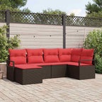 Sofa Set mit Kissen 6 pcs Braun Poly Rattan